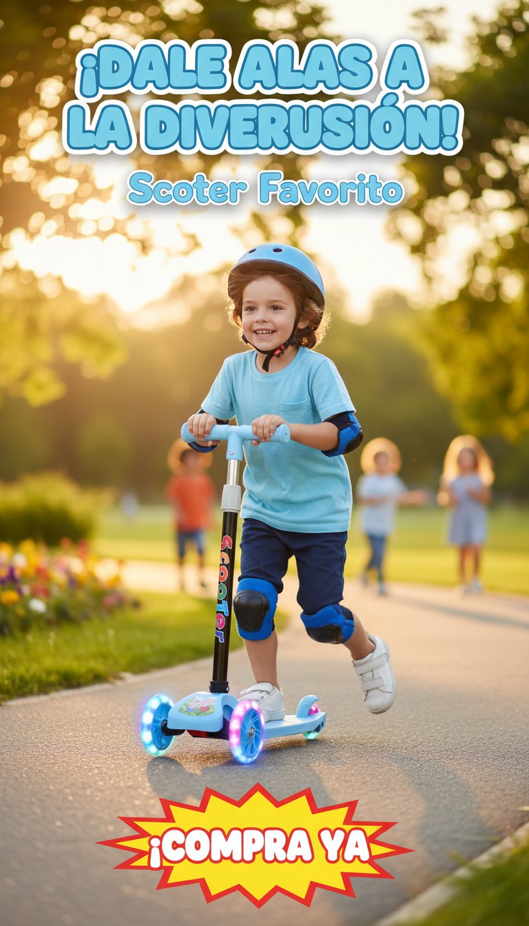 Scooter plegable de tres ruedas de un solo pedal para niños