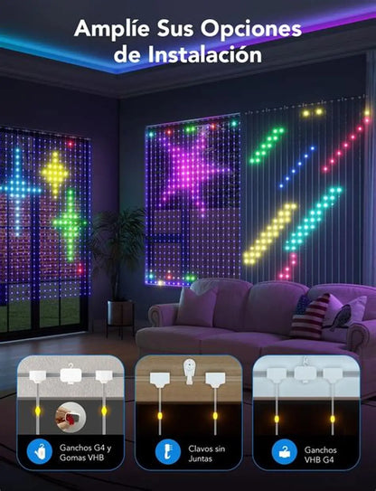 Cortina luces LED Inteligente , resistente al agua con app RGB