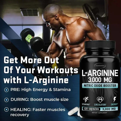 Muscle Flow X™ – Activa tu fuerza desde la raíz - L-Arginina + Oxido nítrico (120 cápsulas - para 2 meses)