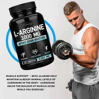 Muscle Flow X™ – Activa tu fuerza desde la raíz - L-Arginina + Oxido nítrico (120 cápsulas - para 2 meses)