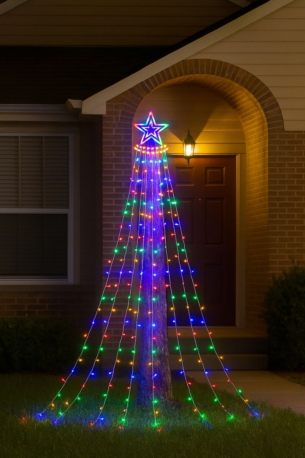 Cascada navideña de colores