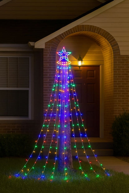 Cascada navideña de colores