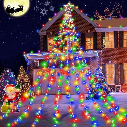 Cascada navideña de colores