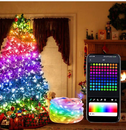 Luz led 10 m con aplicación Bluetooth para árbol de navidad