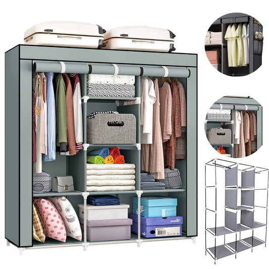 Armario de dormitorio organizador de estantes minimalistas modernos y estables con colgantes y almacenamiento de ropa con tubos de acero