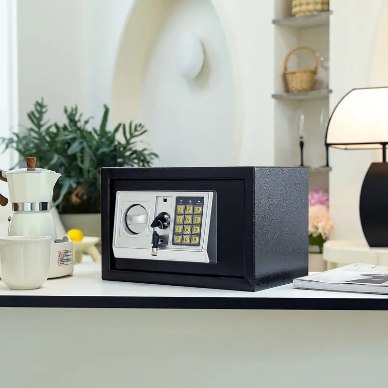 Caja Fuerte Electronica - Bisagras Interiores a Prueba de Manipulaciones y Acolchado de Alfombra Caja Fuerte Pequeña con Llave y Codigo Caja de Seguridad para Dinero/Documentos/Joyas
