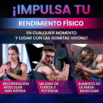 VIVONU Creatina en Gomitas 5000 Mg de Creatina Monohidrata por Porción | Sabor Mestizo de Frutas | Suplemento de Creatina Monohidratada Sin Azúcar (Apto para Hombres y Mujeres) | Suplemento Pre-Entreno Libre de Gluten.