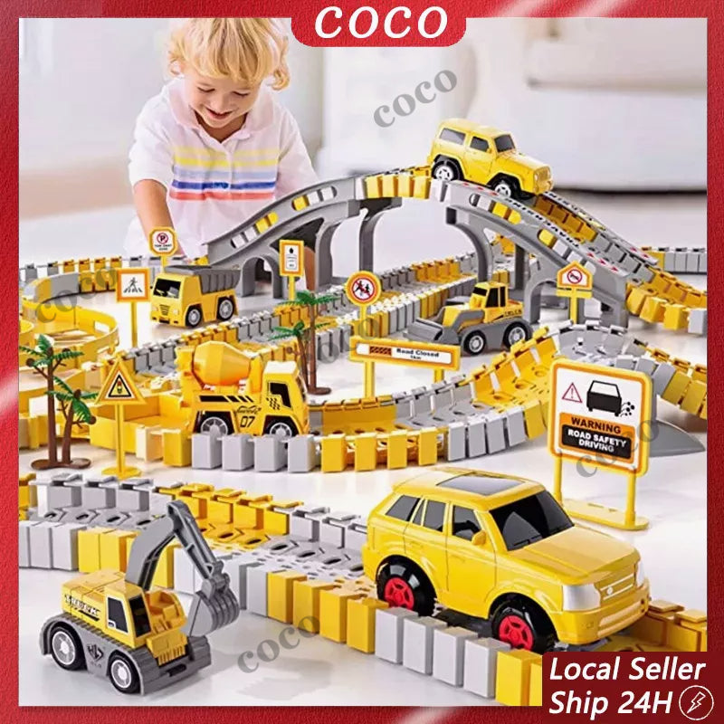 Pista Magica Flexible Con Coche De Pila Juguete Para Niños Regalos De Cumpleaños De Navidad