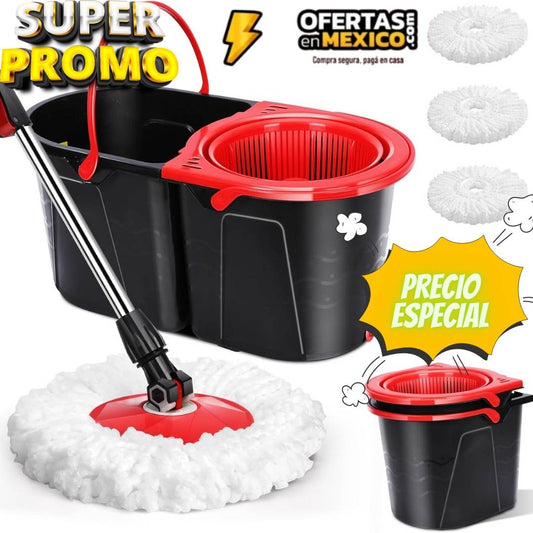 Trapeador Giratorio De 360 °, Trapeador Automático Con Cubeta, conjunto Completo De Limpieza
