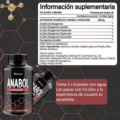 ANABOL, suplemento de apoyo para la salud masculina, fórmula premium.