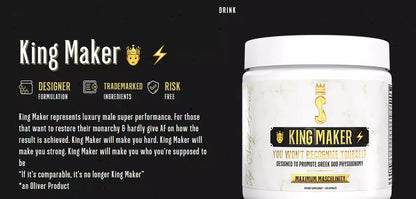 King Maker - Suplemento con Tongkat Ali, Turkesterona, Ecdisterona, Fadogia Agrestis, betarraga roja, maca negra y zinc (13 en 1)