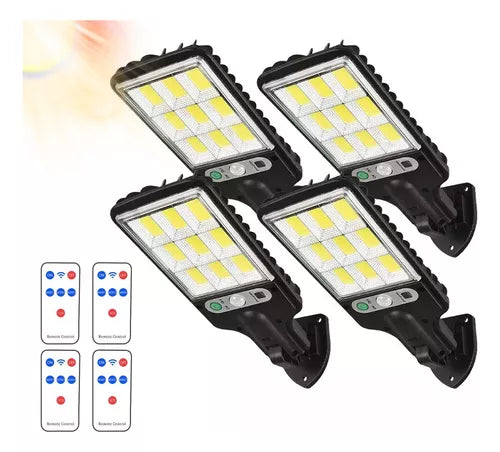 PACK x 4 Luces LED con sensor de movimiento PANEL SOLAR, CONTROL REMOTO! Super Brillante