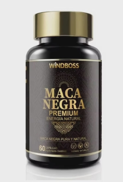 Windboss Maca Negramaca + Extracto de Pimienta Negra | Apoya la vitalidad y el bienestar | Contribuye a la energía diaria | 60 Cápsulas